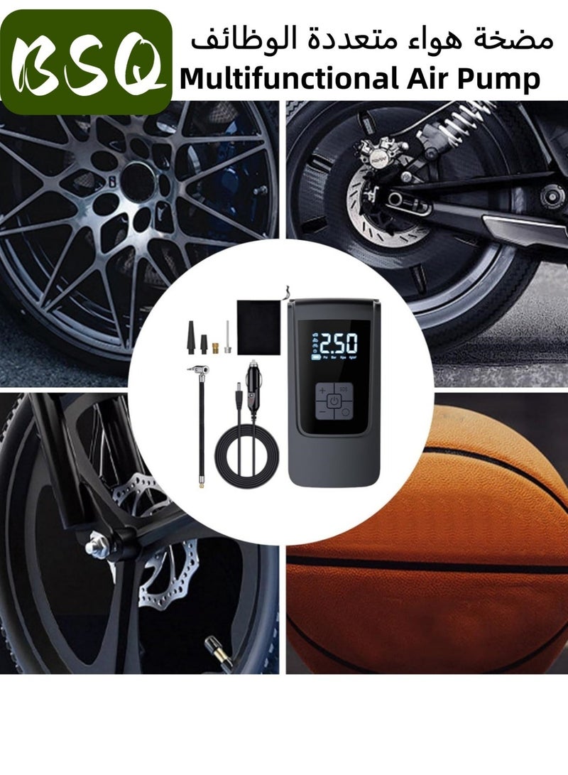 BSQ Emergency Air Pump|Digital Car Tire Inflator | tyre pump | air pump digital | Portable Tire Inflator | pump for esscoter | 150PSI Air Compressor with Pressure Gauge | 4000mAh Rechargeable Electric Air Pump | with LED Display and Nozzle Set | Suitable for Cars, Motorcycles, Bicycles, and Balls - Image 5